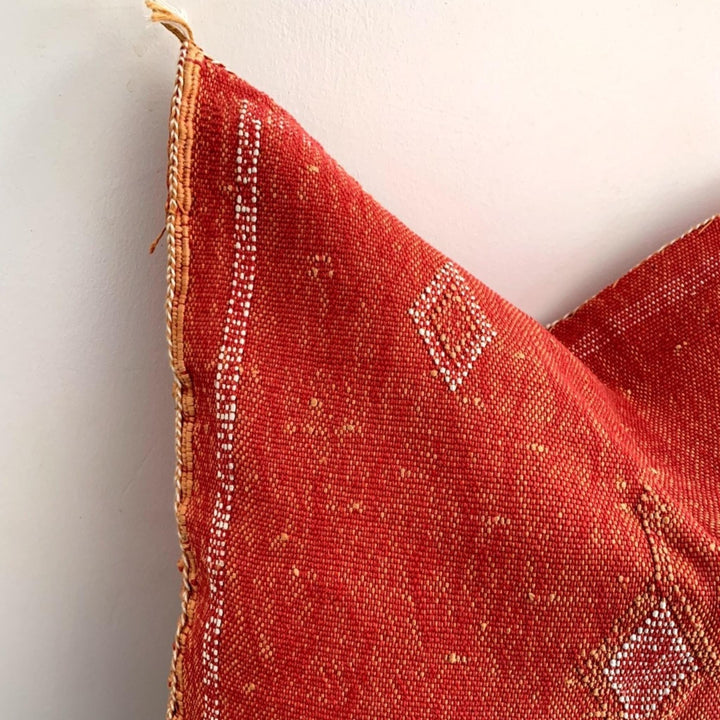 Red Cactus Silk Moroccan Sabra Pillow Cover, Living Room Pillow Case 19"x19" 