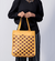 Handmade Moroccan Leather Tote Bag | Genuine Leather | Checkered Pattern