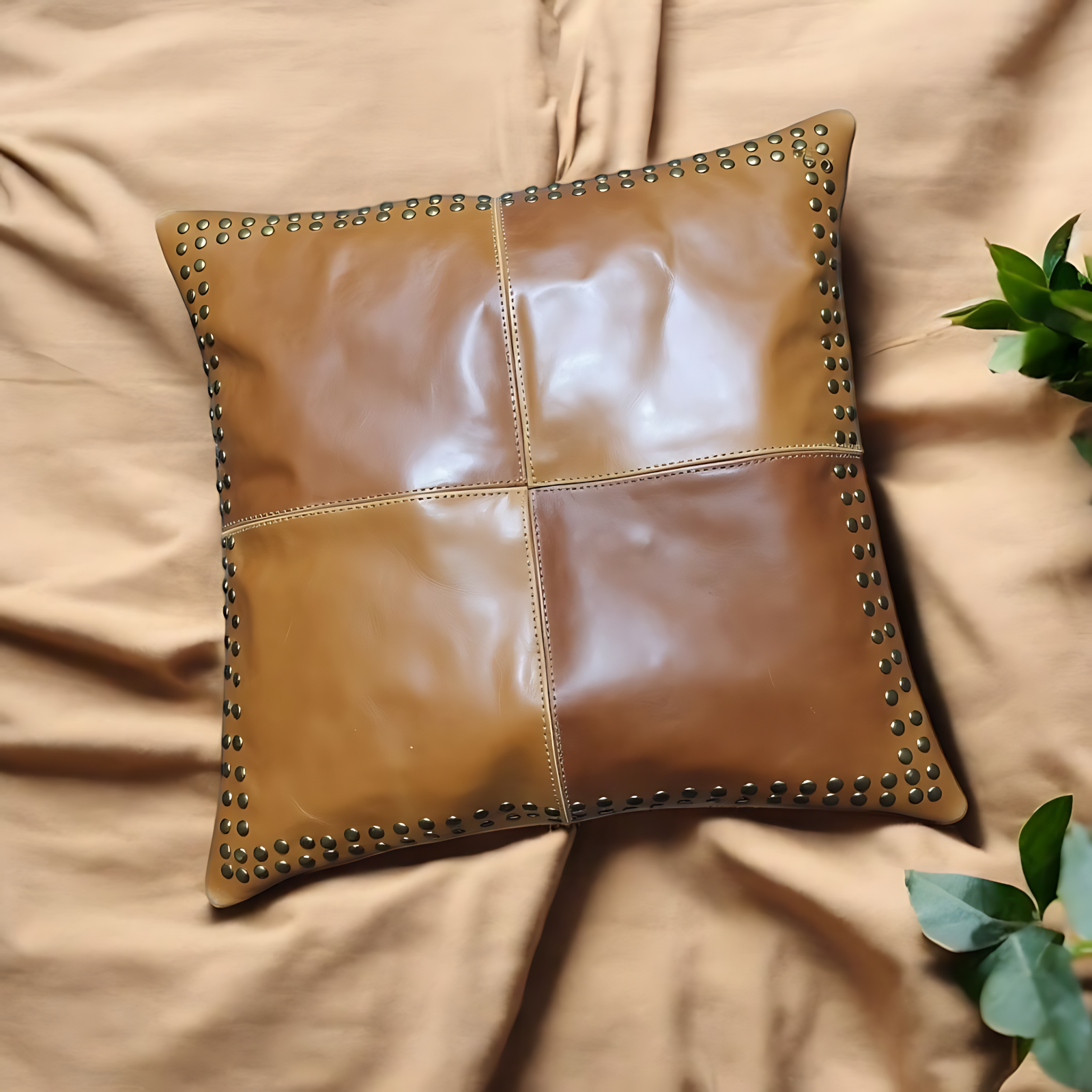 Leather Pillow Cover Unique Handmade Genuine  Decorative  Sofa Cushion Case