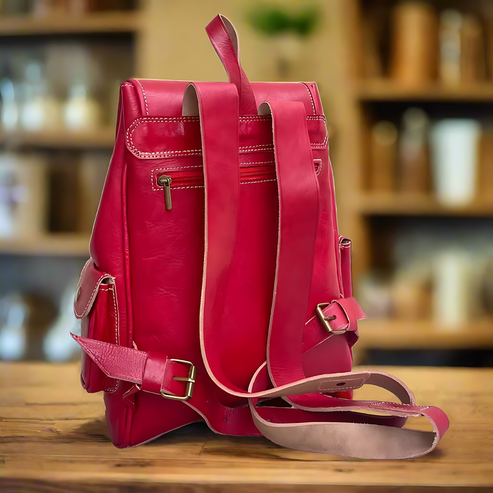 Afra Leather Buckle Backpack | Handmade Authentic Leather Vintage Style