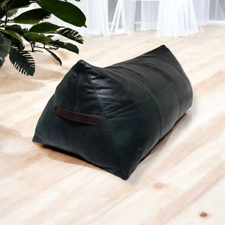 Handmade Genuine Pyramid Beanbag Leather Cover – Decorative Brown Pillow Cushion