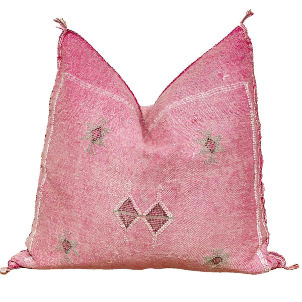 Square Pink Cactus Silk decorative Pillow | Authentic Cactus Silk Pillow 19"x19"