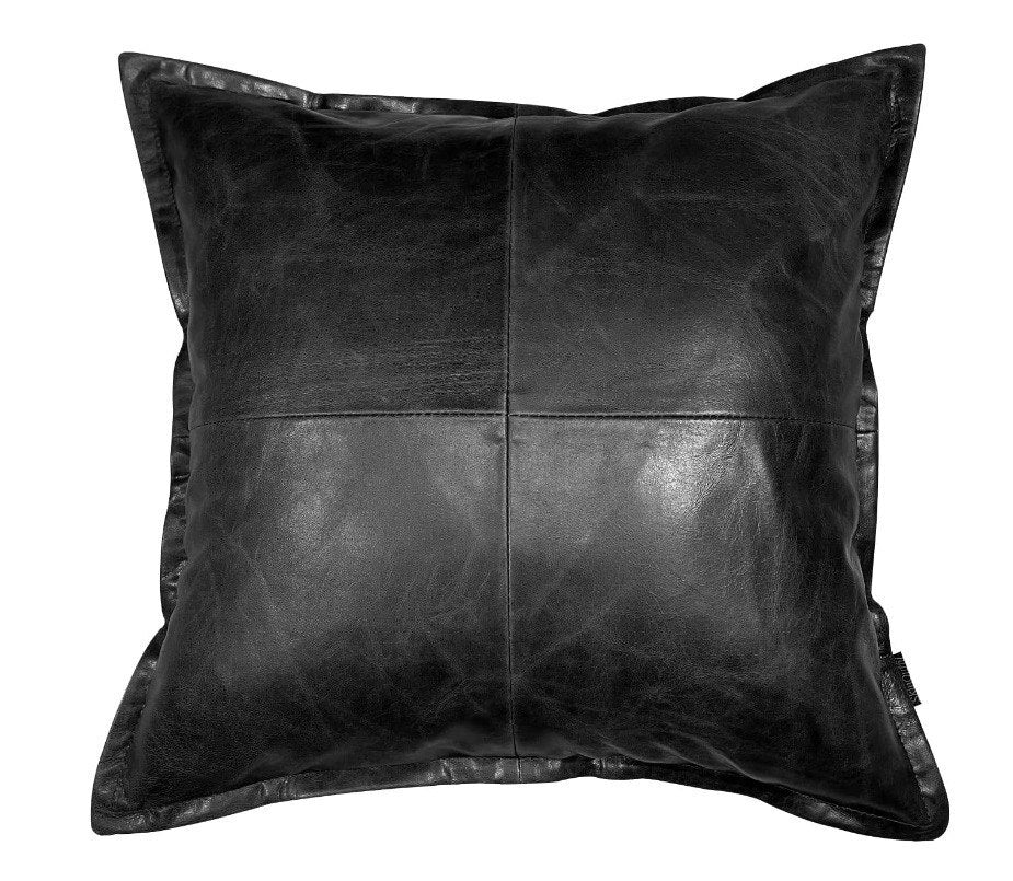 Decorative Pillow Cushion Cover Leather Decor Set Home Soft Lambskin Black Color