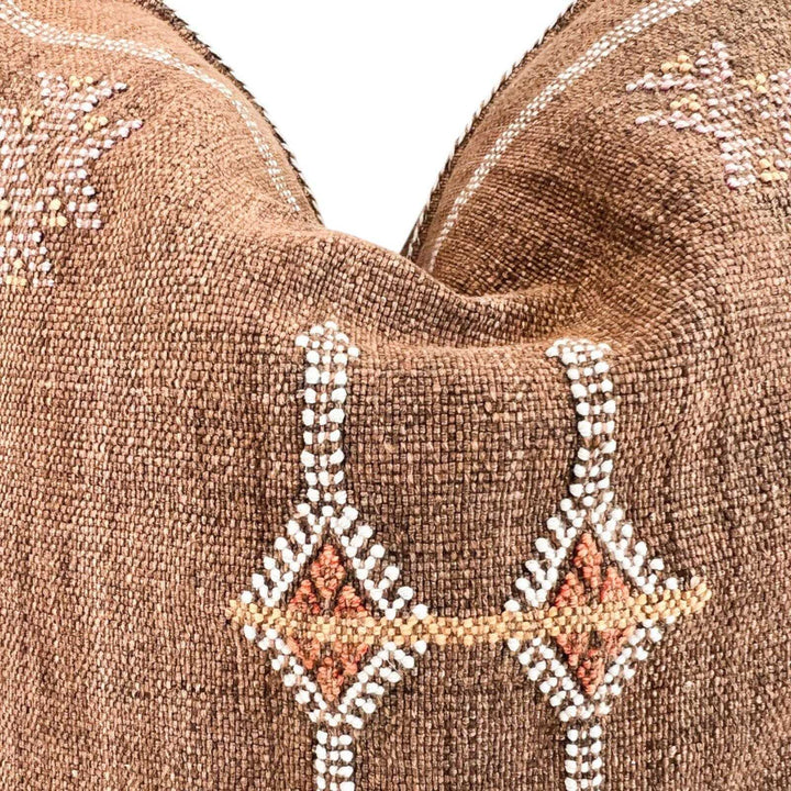 Brown Cactus Silk Moroccan Sabra Pillow Cover, Living Room Pillow Case 19"x19" 