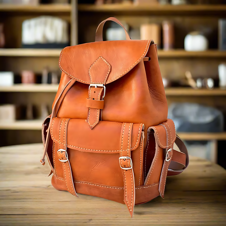 Tissila Leather Buckle Backpack | Handmade Authentic Leather Vintage Style