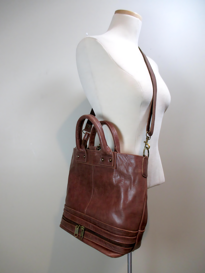 Convertible Backpack, Leather Handbag Cross Body - Sustainable Work Handbag