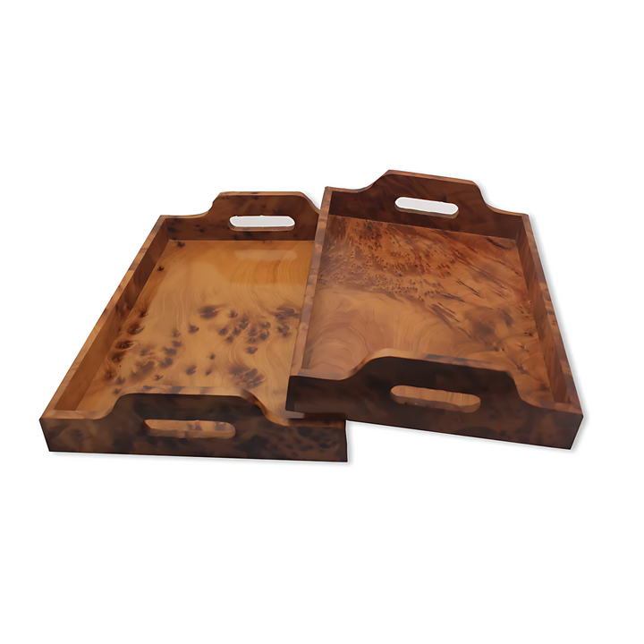 Moroccan Thuya Wood Tray Set of 2