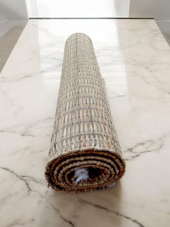 Eco-Friendly Moroccan Hassira Straw Rug - Handmade Natural Samar Palm Mat | Heal