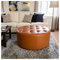 Leather Footstool Tufted Round - Footrest