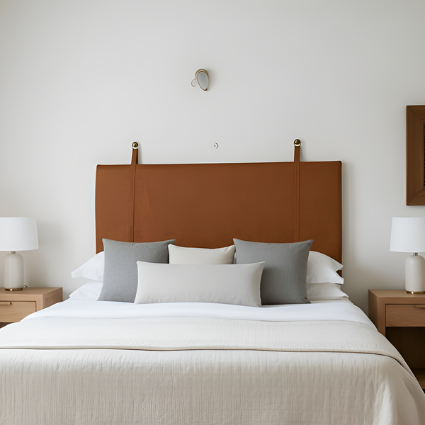 Modern bedroom with a bed, nightstands, and lamps.