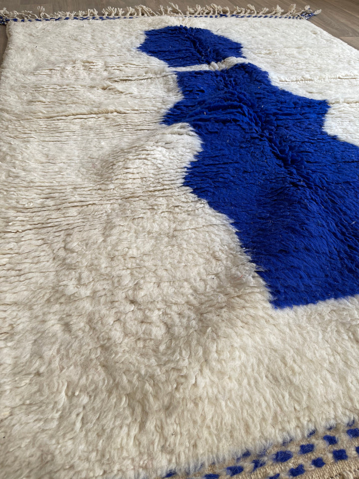 5x6.5 Blue Moroccan Rug, Authentic Azilal Area Rug, Genuine Wool, Handmade, Teppich