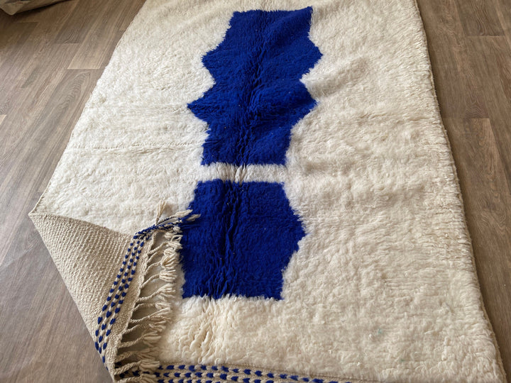 5x6.5 Blue Moroccan Rug, Authentic Azilal Area Rug, Genuine Wool, Handmade, Teppich