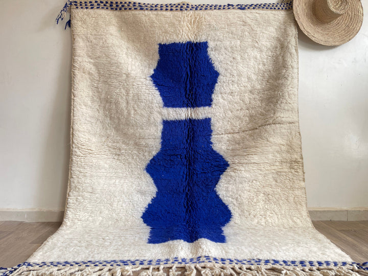 5x6.5 Blue Moroccan Rug, Authentic Azilal Area Rug, Genuine Wool, Handmade, Teppich