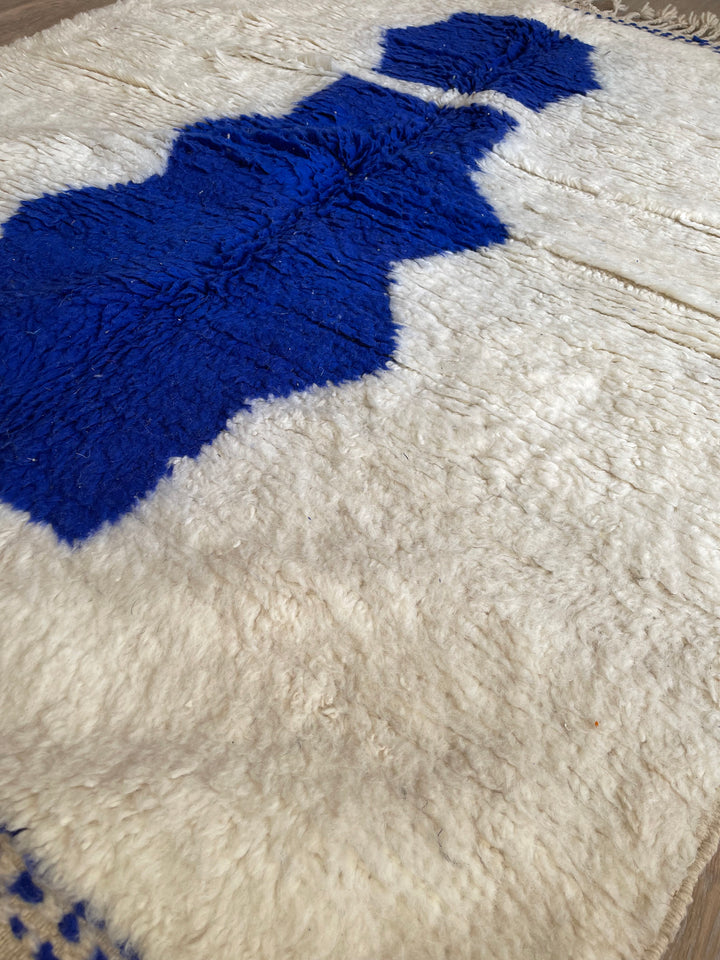 5x6.5 Blue Moroccan Rug, Authentic Azilal Area Rug, Genuine Wool, Handmade, Teppich